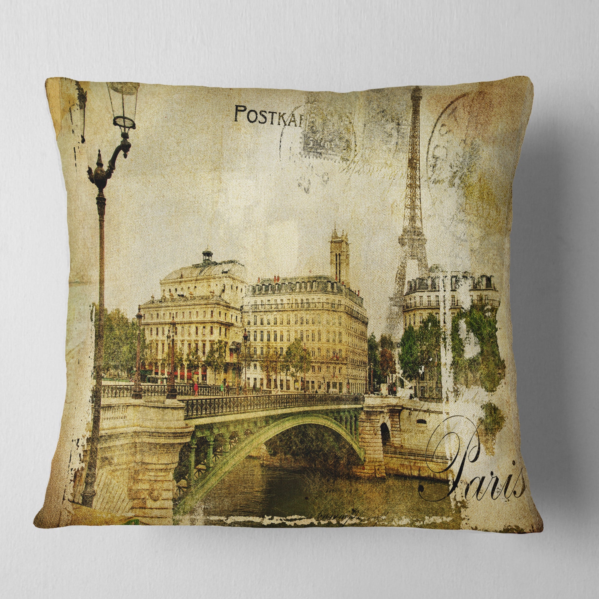 Vintage Paris - Abstract Cityscape Throw Pillow