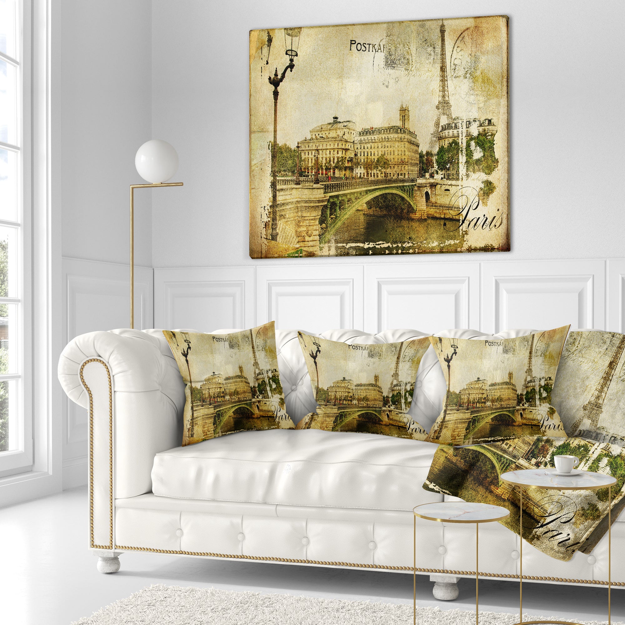 Vintage Paris - Abstract Cityscape Throw Pillow