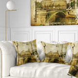 Vintage Paris - Abstract Cityscape Throw Pillow
