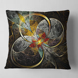 Symmetrical Brown Fractal Flowers - Abstract Throw Pillow