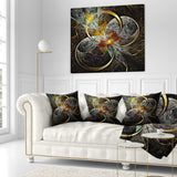 Symmetrical Brown Fractal Flowers - Abstract Throw Pillow