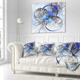 Symmetrical Blue Fractal Flower - Abstract Throw Pillow