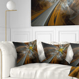 Symmetrical Yellow Fractal Flower - Abstract Throw Pillow