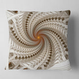 White Fractal Spiral Pattern - Abstract Throw Pillow
