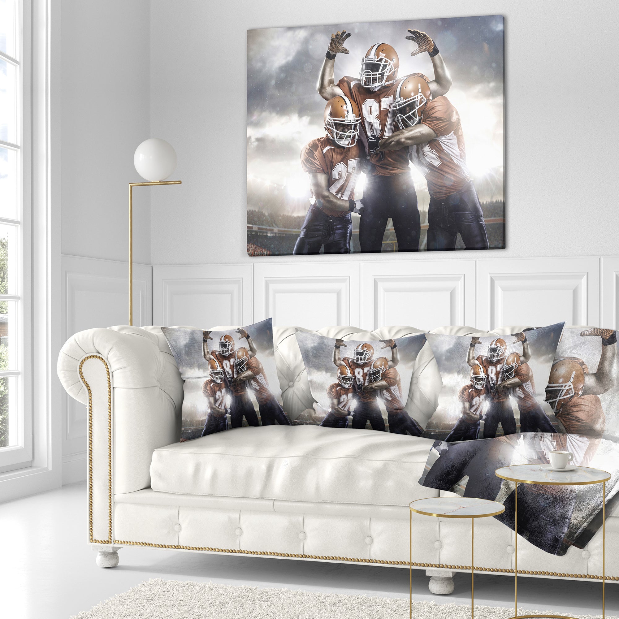 American Footballer in Action - Sport Throw Pillow