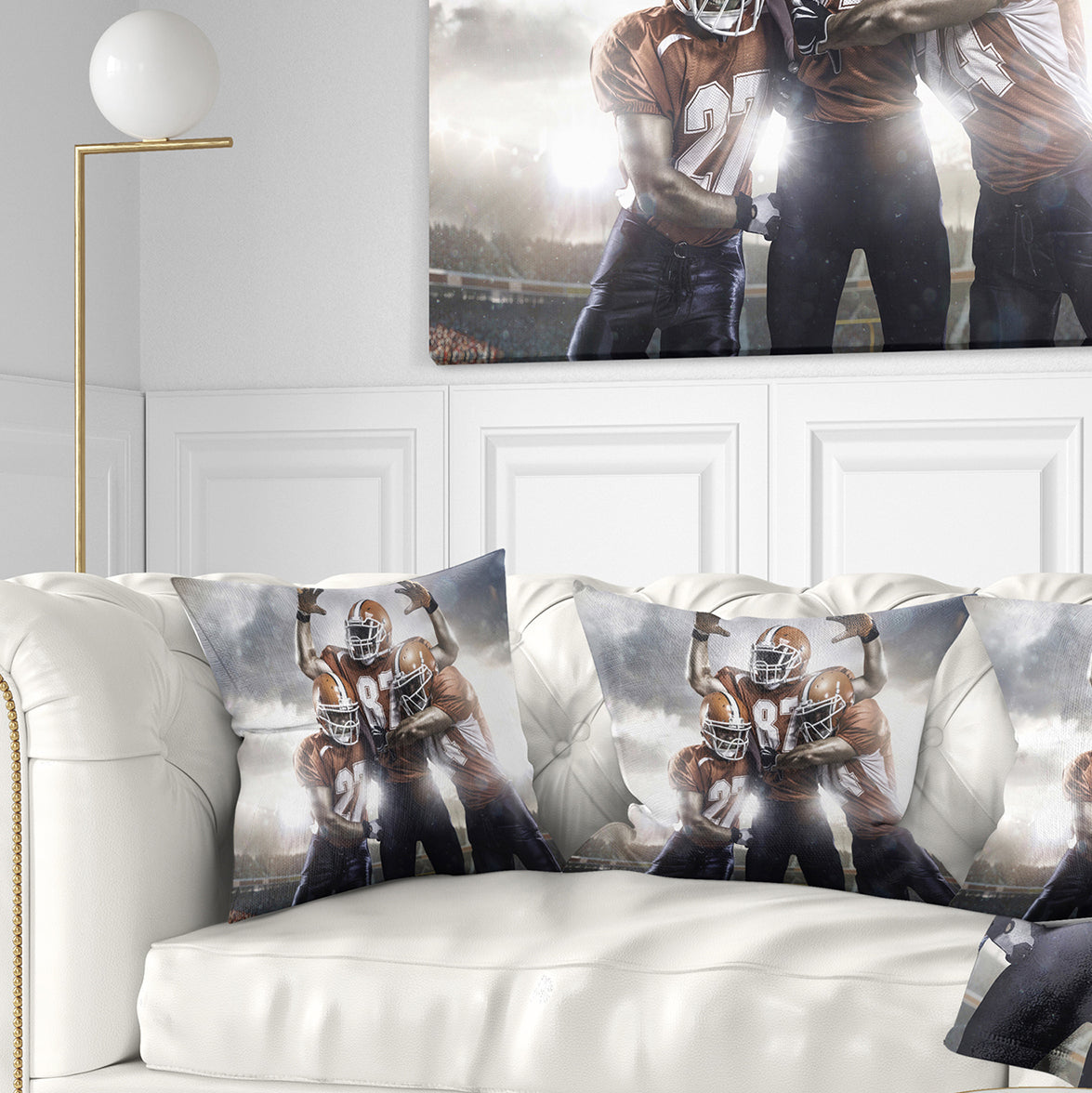 American Footballer in Action - Sport Throw Pillow