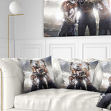 American Footballer in Action - Sport Throw Pillow