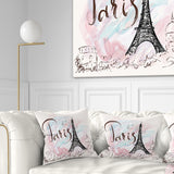Illustration with Paris Eiffel Tower - Abstract Cityscape Throw Pillow