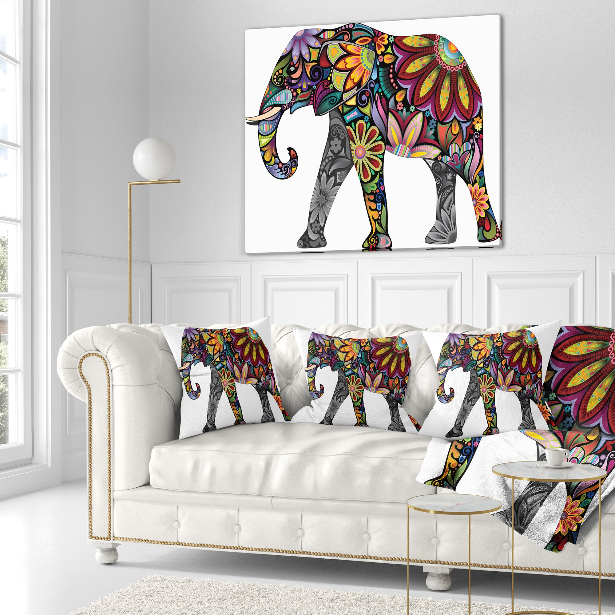Yellow Cheerful Elephant - Animal Throw Pillow