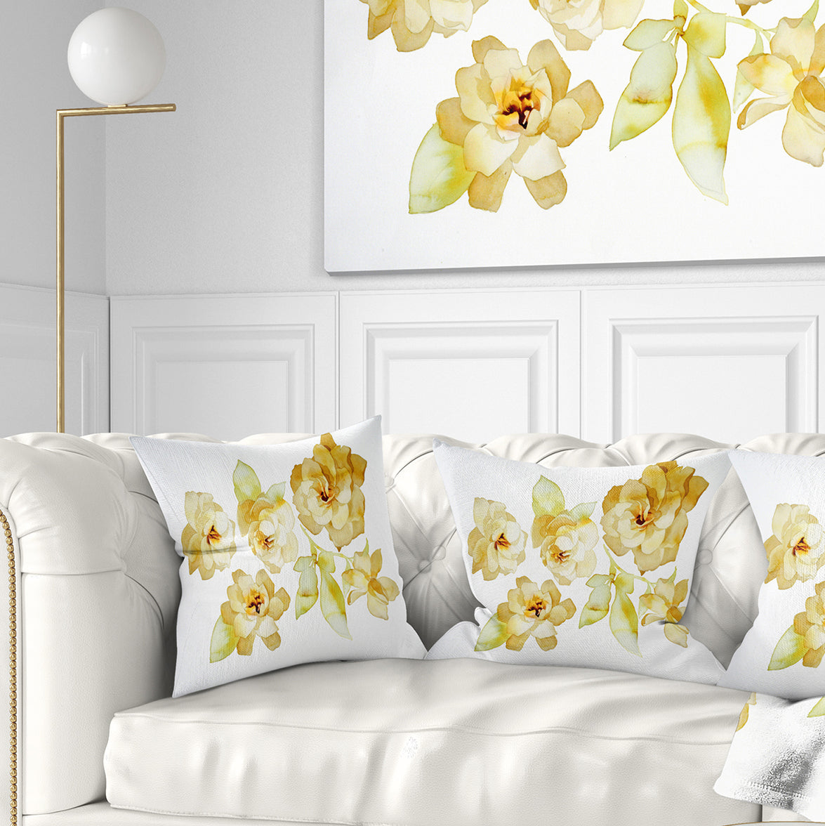 Brown Flowers with White Shade - Floral Throw Pillow