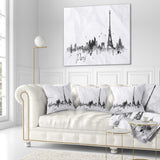 Paris with Eiffel Silhouette - Cityscape Painting Throw Pillow
