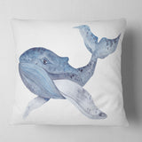 Large Watercolor Whale - Animal Throw Pillow