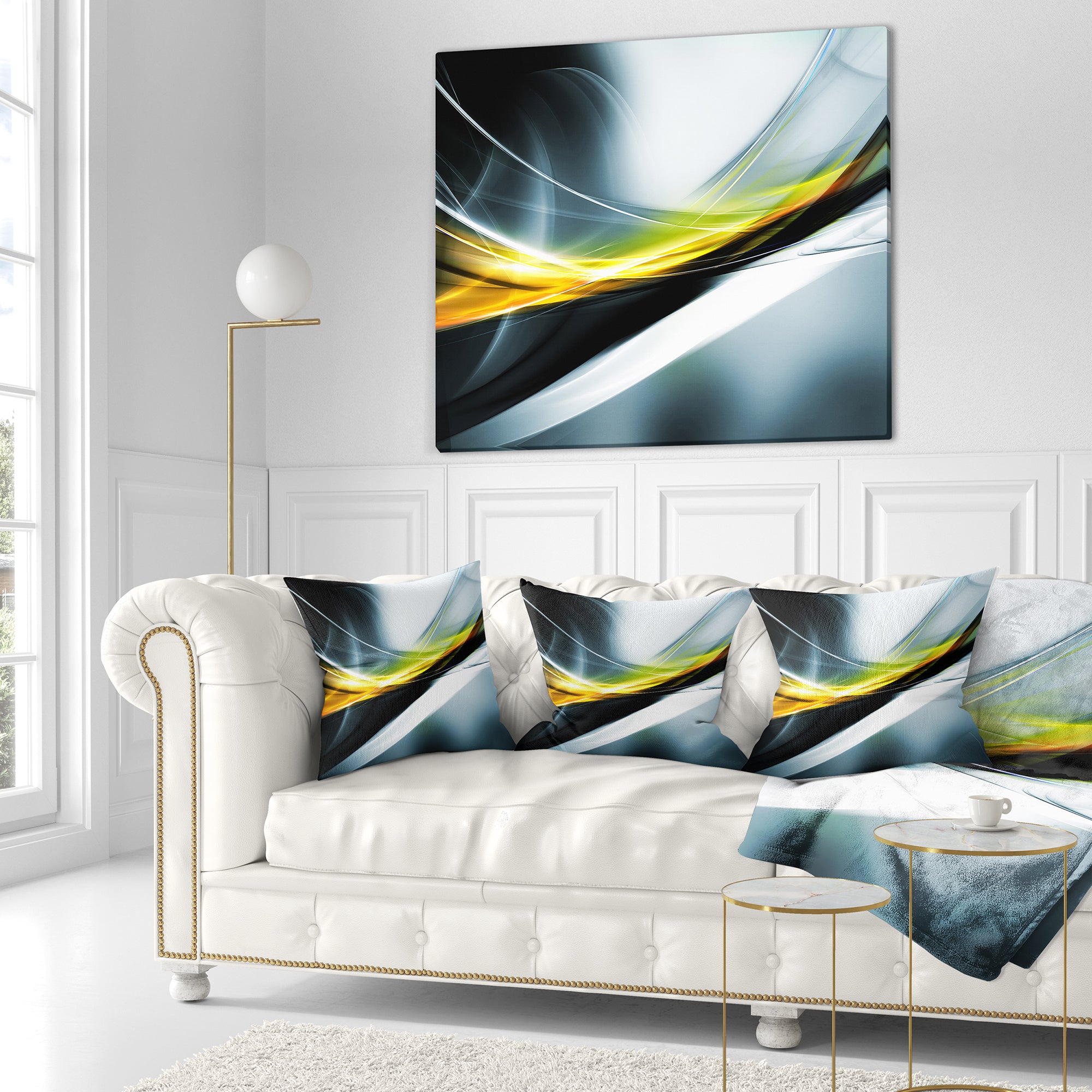 Glittering Yellow Pattern - Abstract Throw Pillow