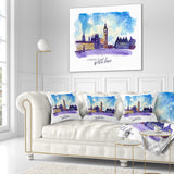 London Purple Illustration - Cityscape Painting Throw Pillow