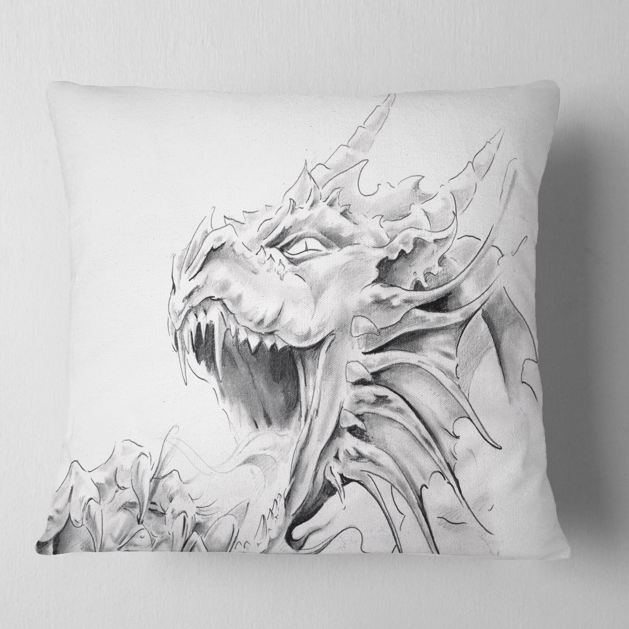 Dragon Tattoo Sketch - Abstract Throw Pillow