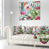 Cactus Pattern Watercolor - Floral Throw Pillow