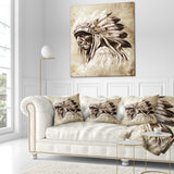 Vintage Style Indian Head Tattoo - Abstract Throw Pillow