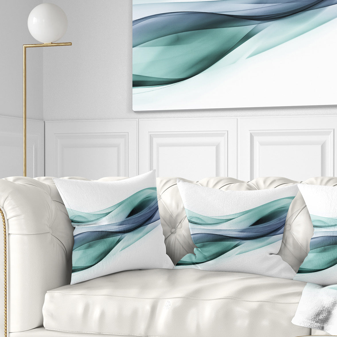 Fractal Lines Grey Blue - Abstract Throw Pillow