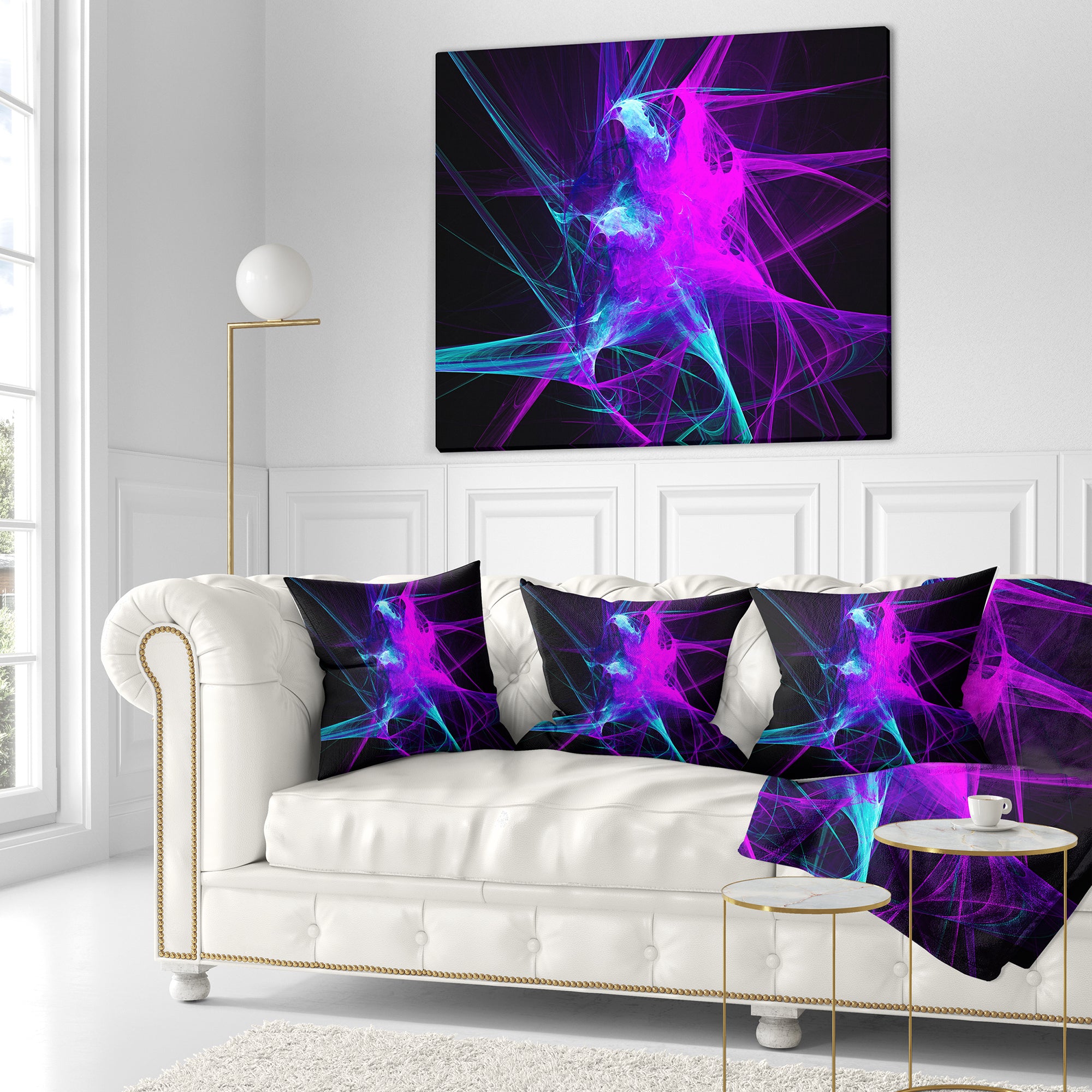 Purple Glowing Ball of Smoke - Abstract Throw Pillow
