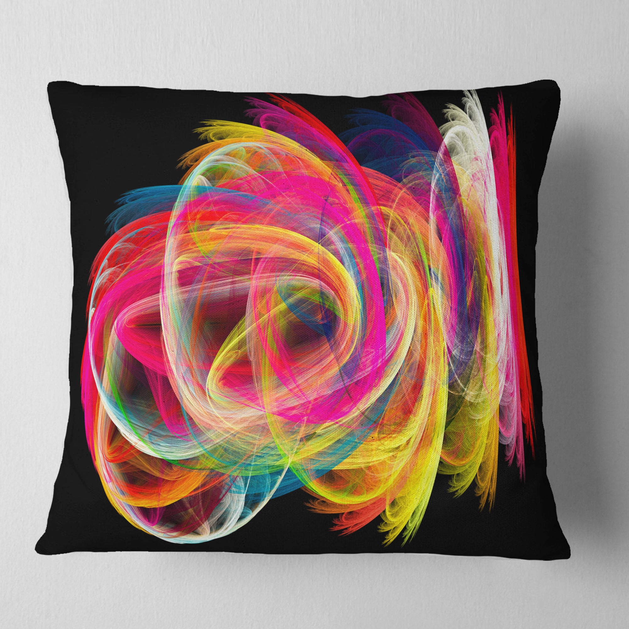 Colorful Thick Strokes in Black - Abstract Throw Pillow