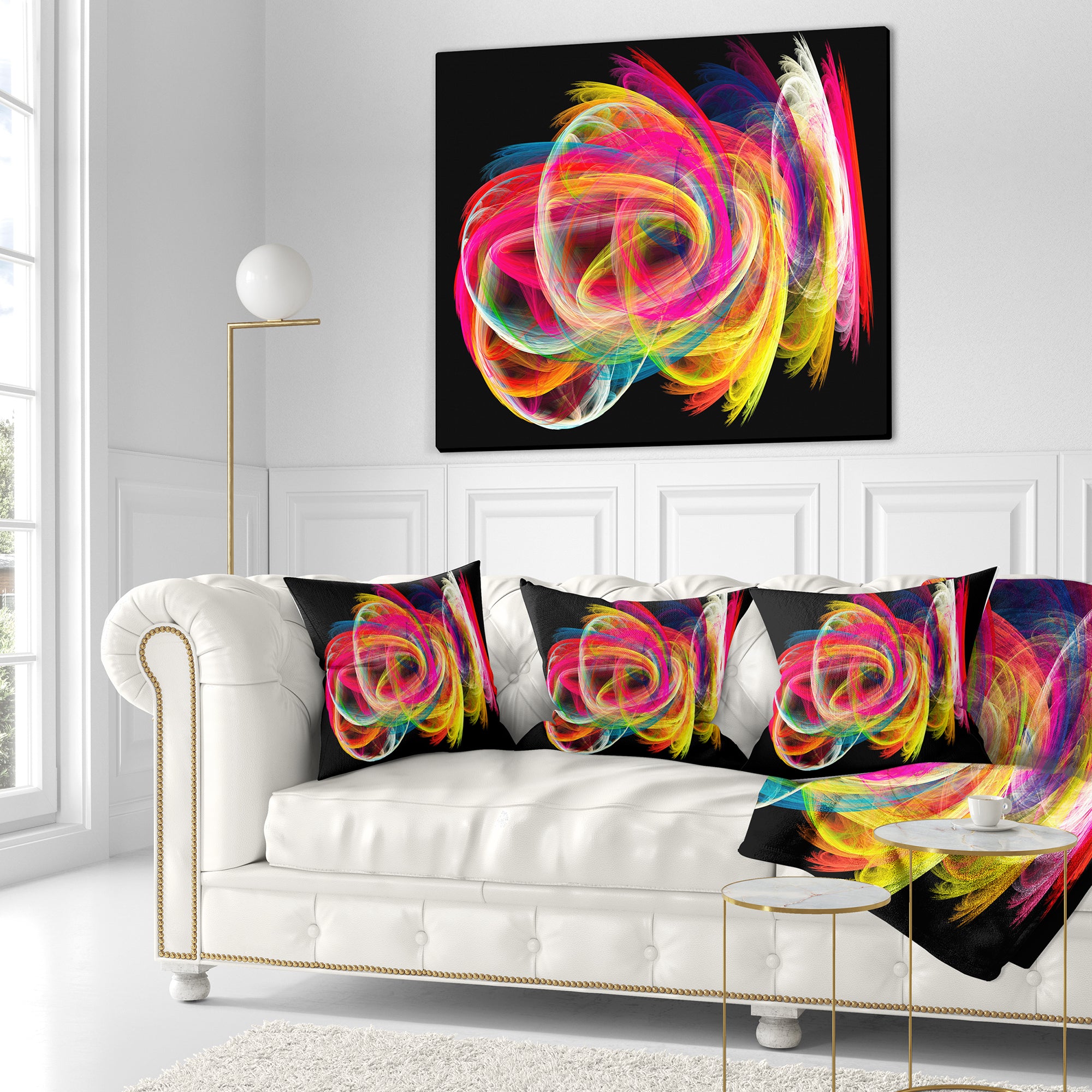 Colorful Thick Strokes in Black - Abstract Throw Pillow