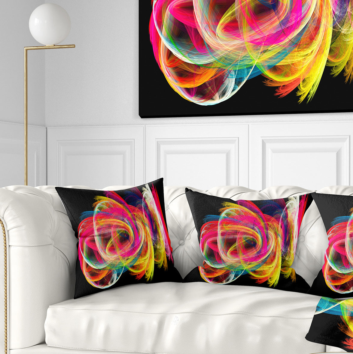 Colorful Thick Strokes in Black - Abstract Throw Pillow