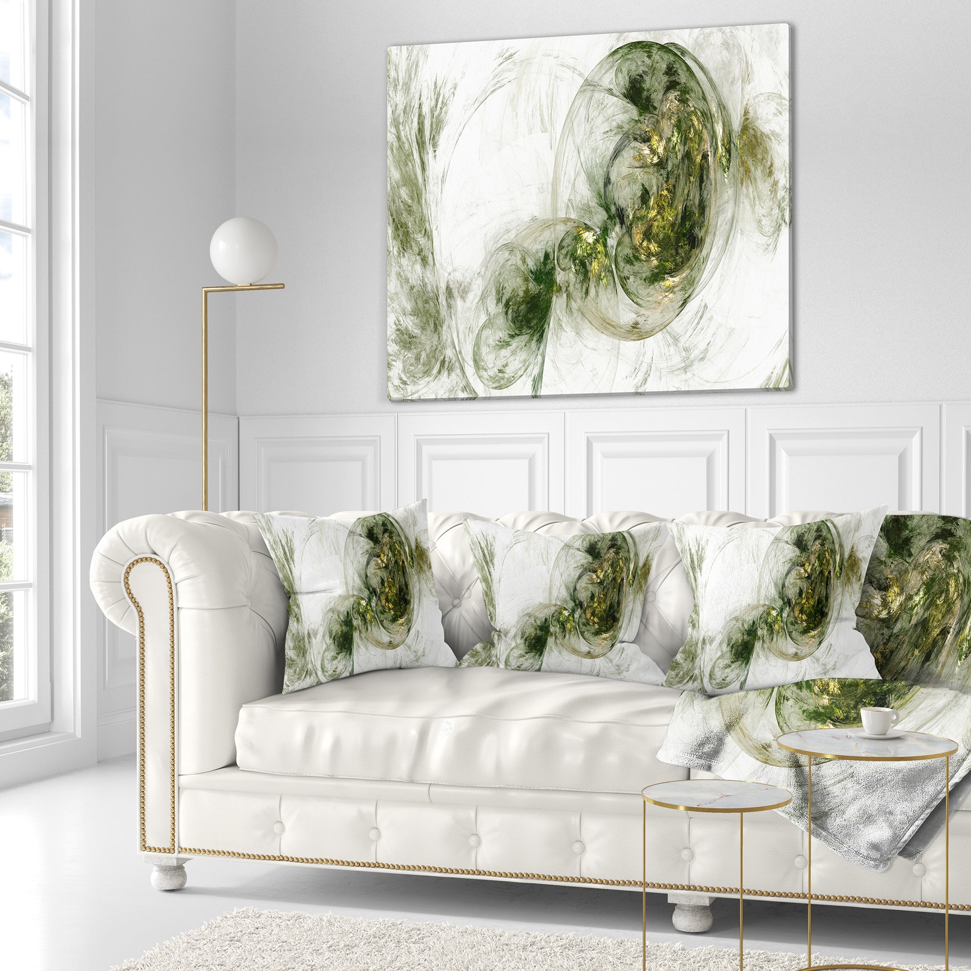 Colored Smoke Green - Abstract Throw Pillow