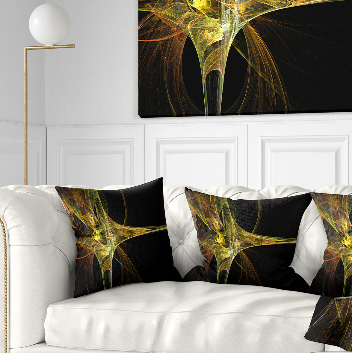Large Fractal Artwork Yellow - Abstract Throw Pillow