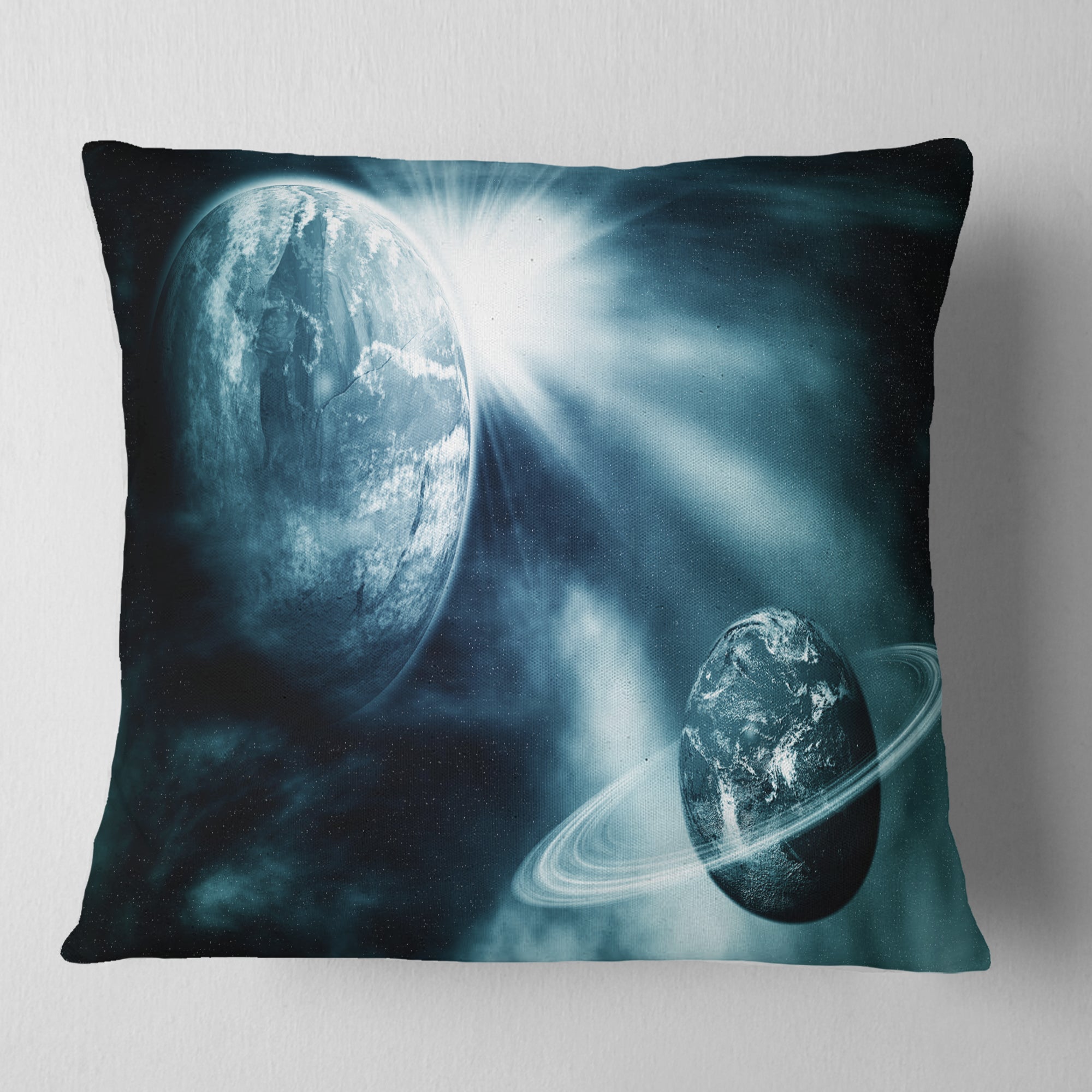 Space View with Two Planets - Spacescape Throw Pillow