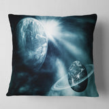 Space View with Two Planets - Spacescape Throw Pillow