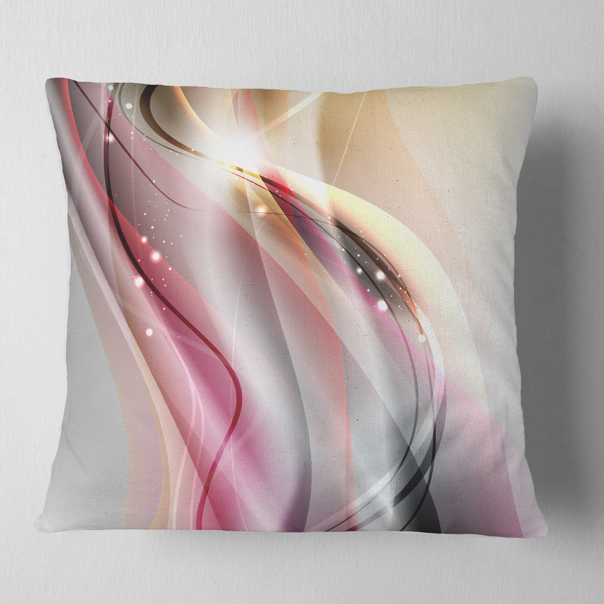 Pink Brown Abstract Lines - Abstract Throw Pillow