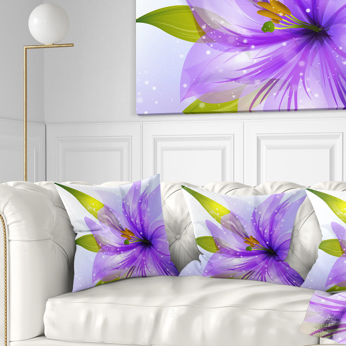 Glowing Lily Flower - Floral Throw Pillow