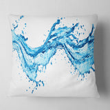 Blue Water Splashes - Abstract Throw Pillow