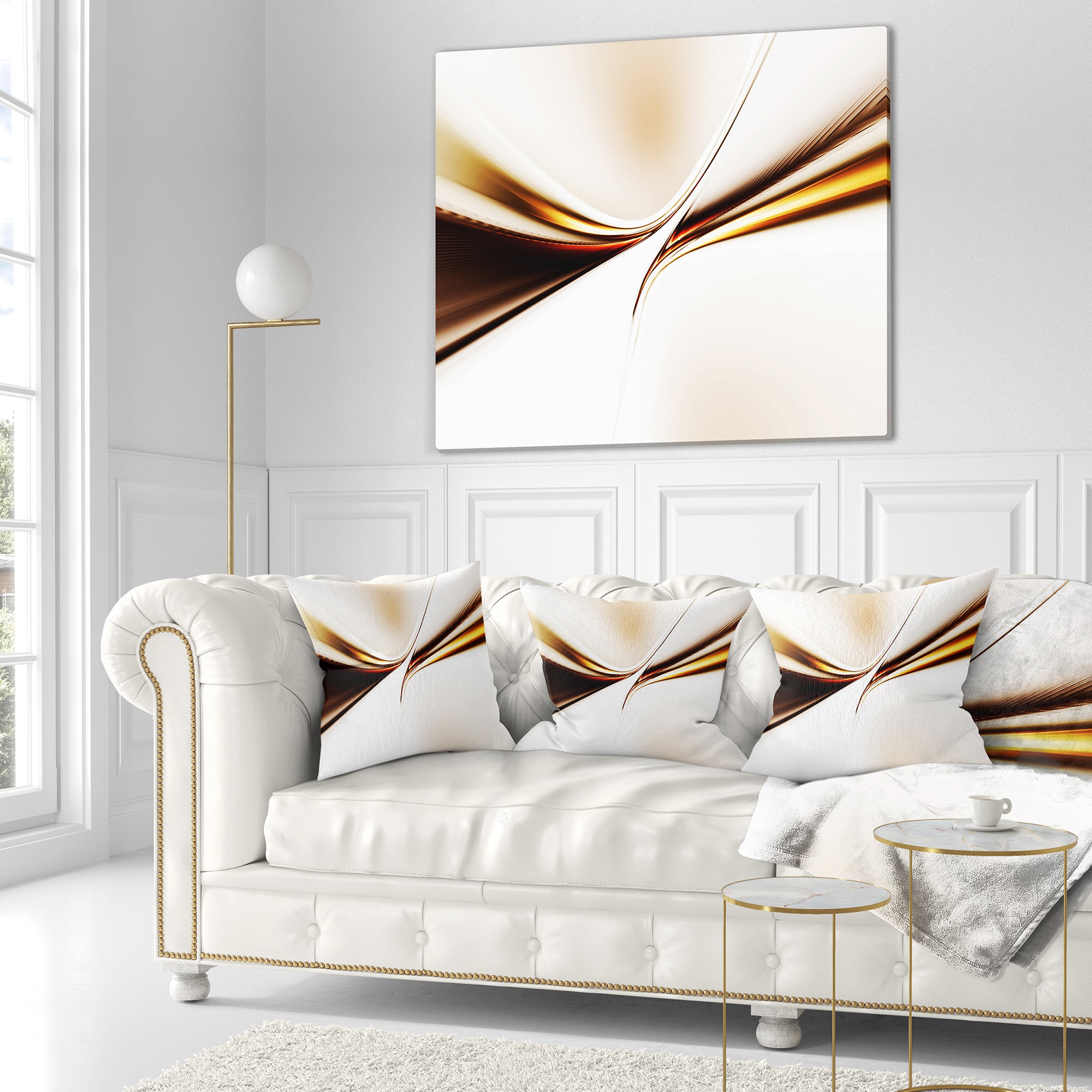Dynamic Golden Waves - Abstract Throw Pillow