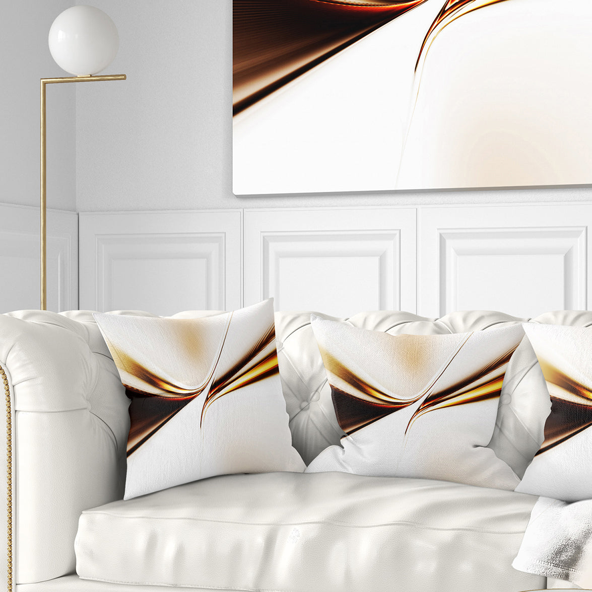 Dynamic Golden Waves - Abstract Throw Pillow