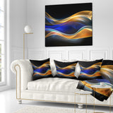 3D Gold Blue Wave Design - Abstract Throw Pillow
