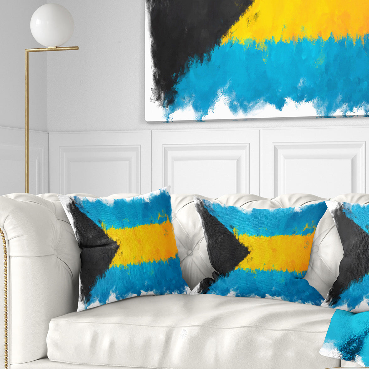 Bahamas Flag Illustration - Flag Painting Throw Pillow