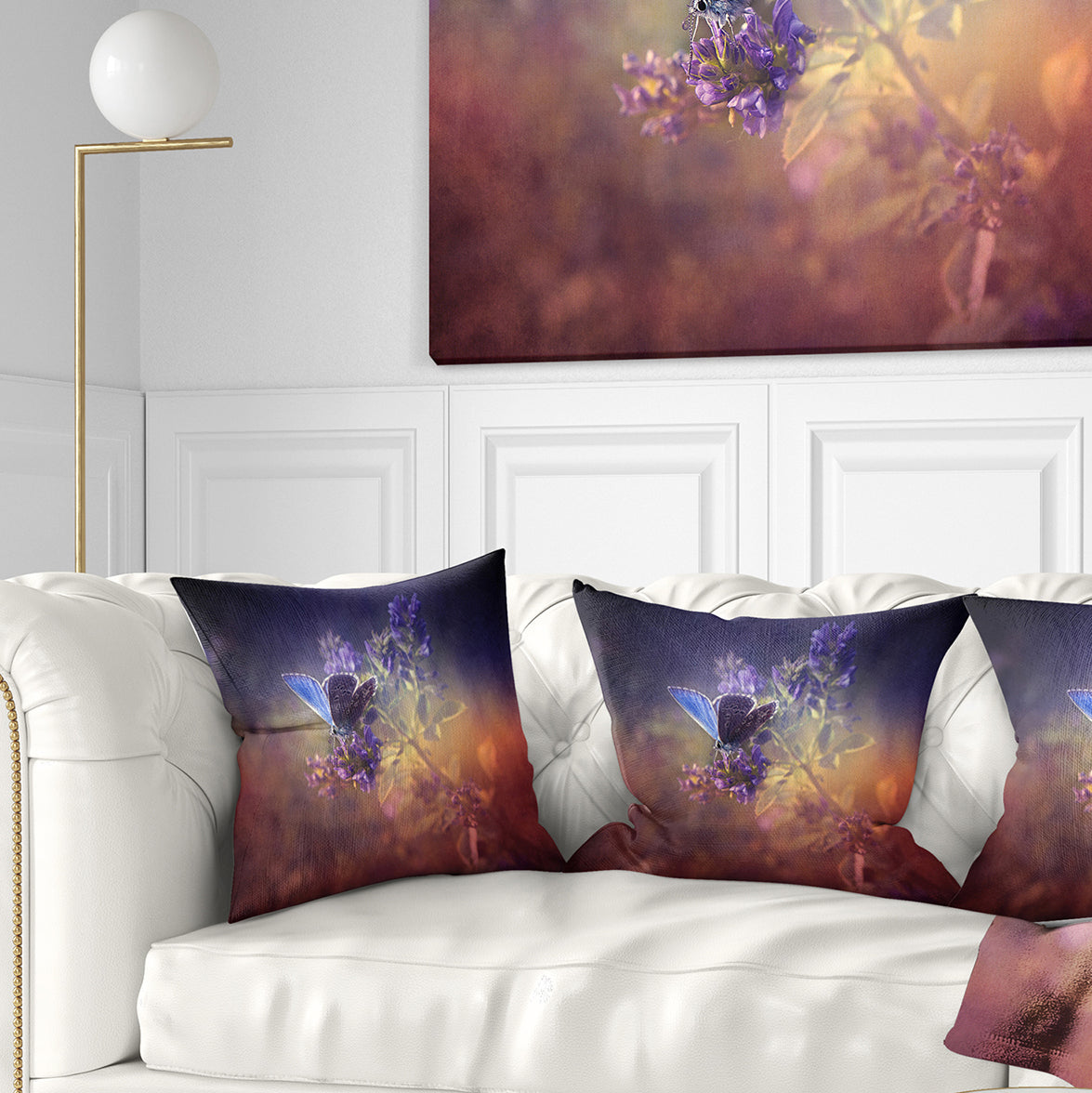 Vintage Butterfly - Floral Throw Pillow