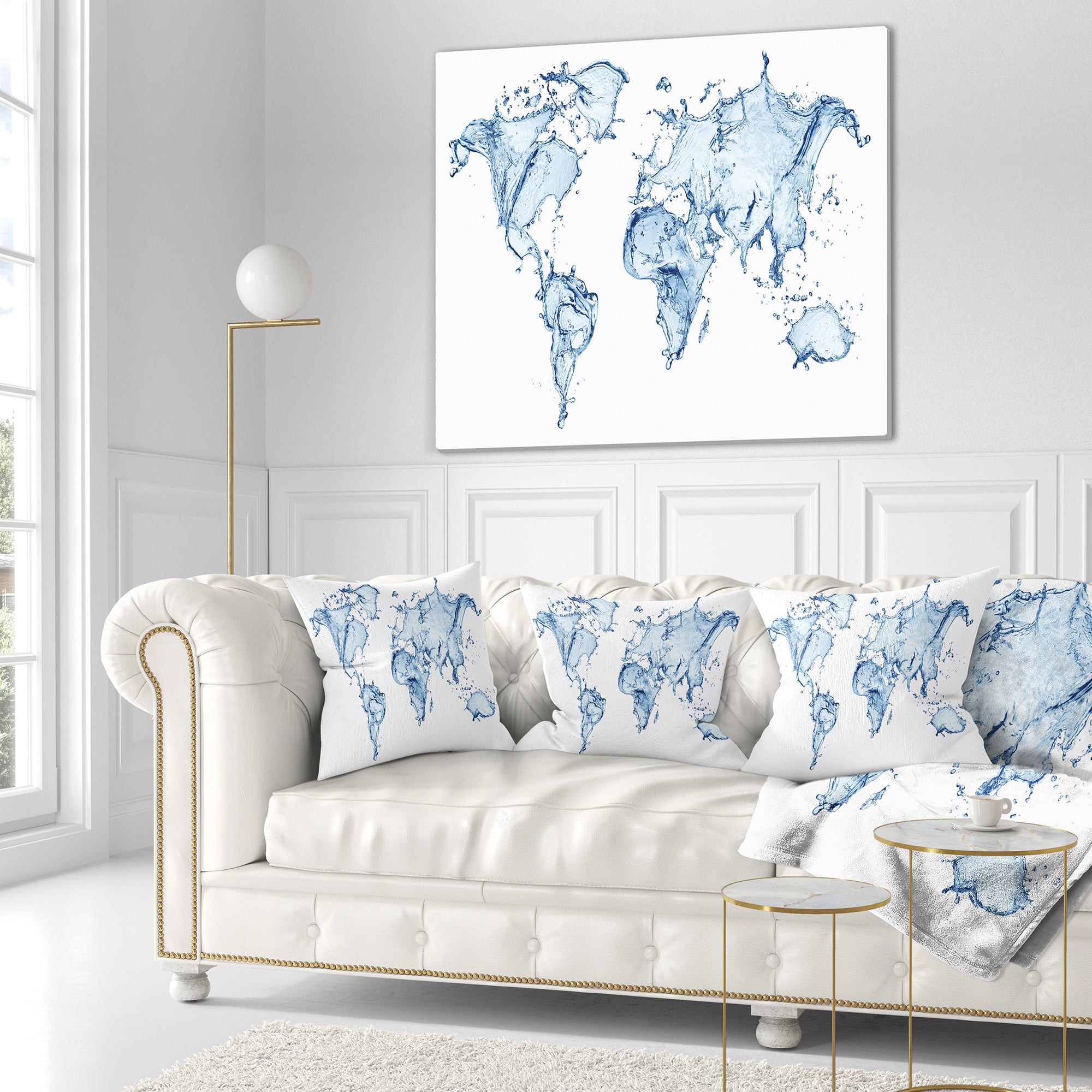 World Map Water Splash - Abstract Map Throw Pillow