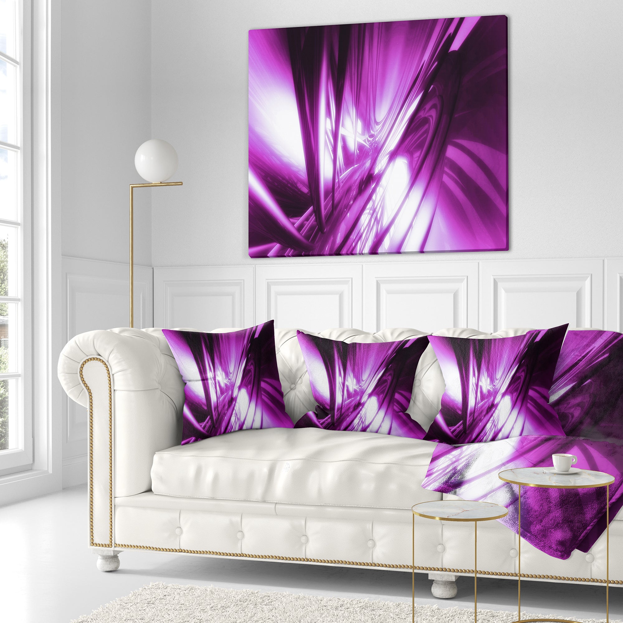 3D Abstract Art Purple Fractal - Abstract Throw Pillow