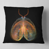 Yellow Red Fractal Butterfly in Dark - Abstract Throw Pillow