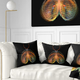 Yellow Red Fractal Butterfly in Dark - Abstract Throw Pillow