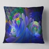Blue Fractal Flower Bouquet - Floral Throw Pillow