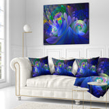 Blue Fractal Flower Bouquet - Floral Throw Pillow