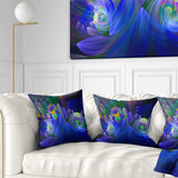 Blue Fractal Flower Bouquet - Floral Throw Pillow