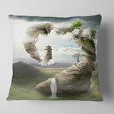 Magical Bridge to Lighthouse - Landscape Photo Throw Pillow