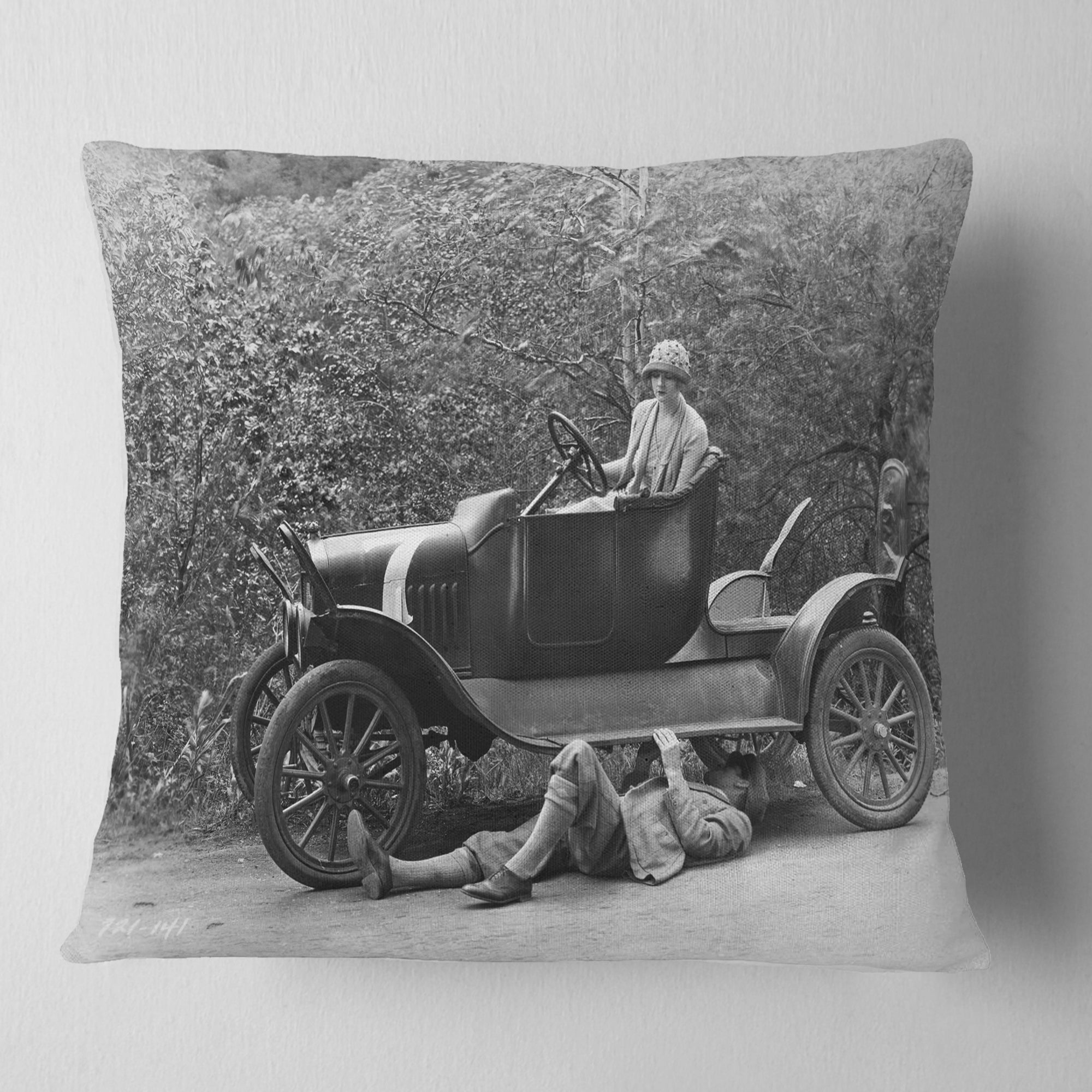 Vintage Car Repair - Car Photography Throw Pillow