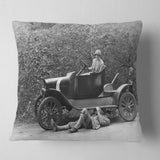 Vintage Car Repair - Car Photography Throw Pillow