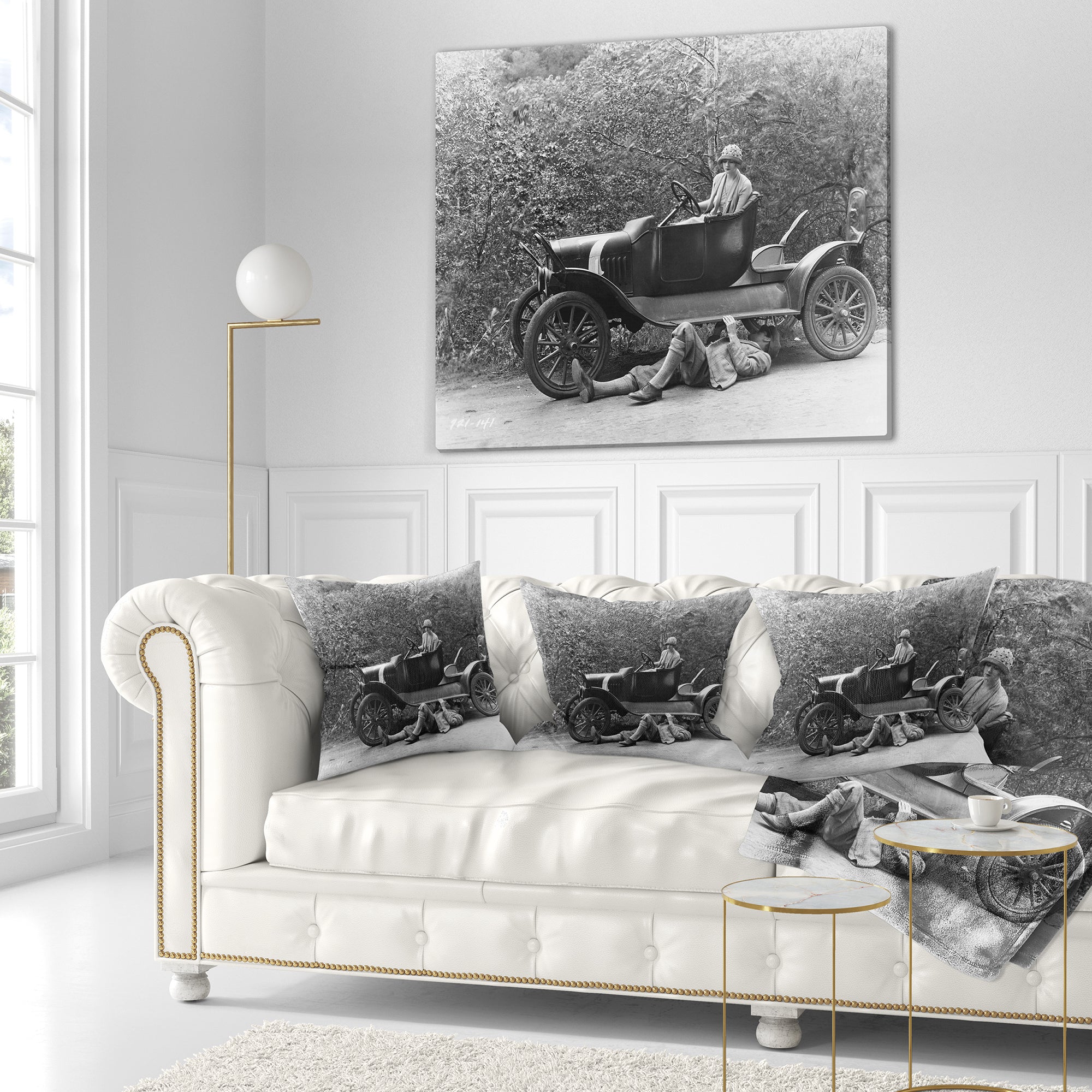 Vintage Car Repair - Car Photography Throw Pillow