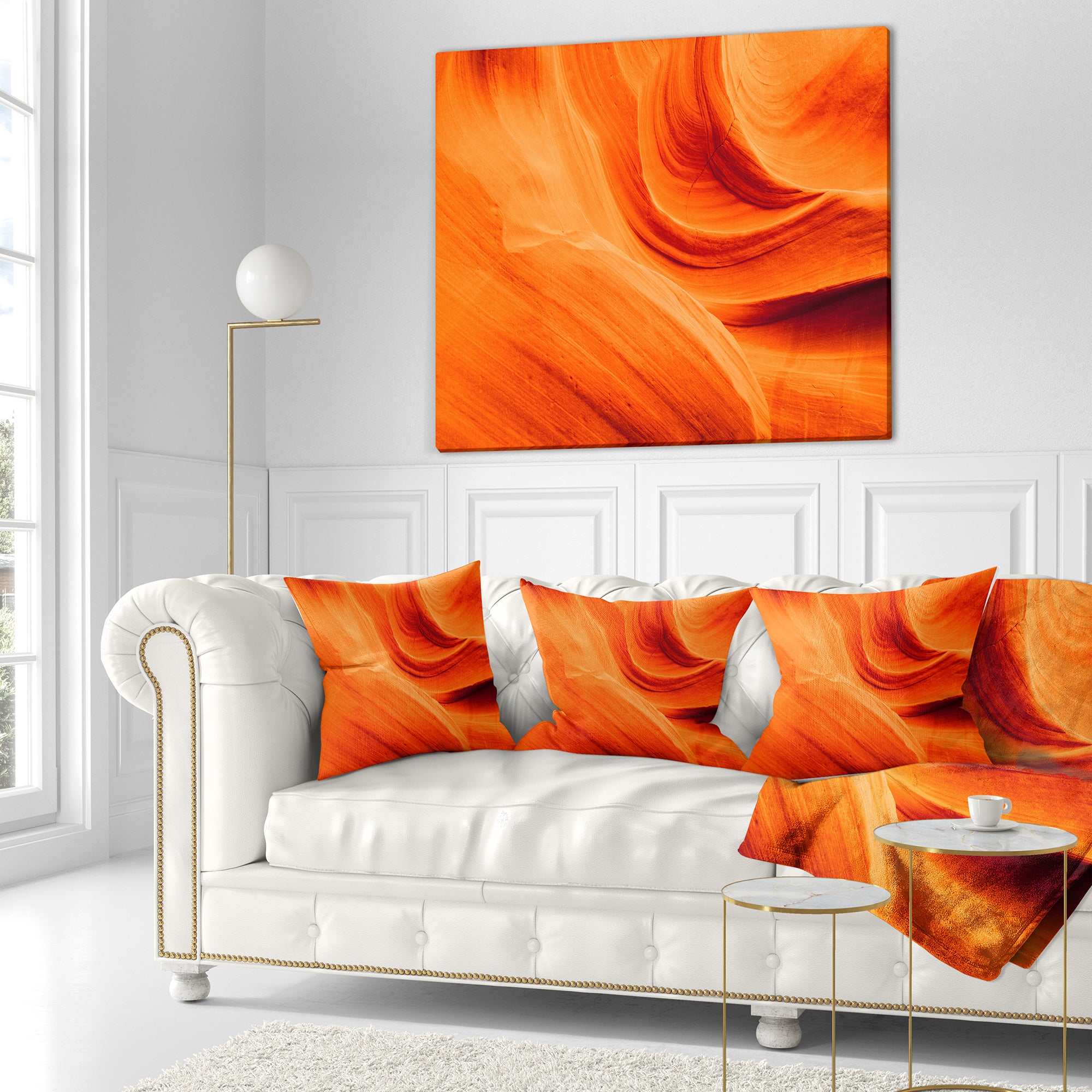 Orange Upper Antelope Canyon - Landscape Photography Throw Pillow